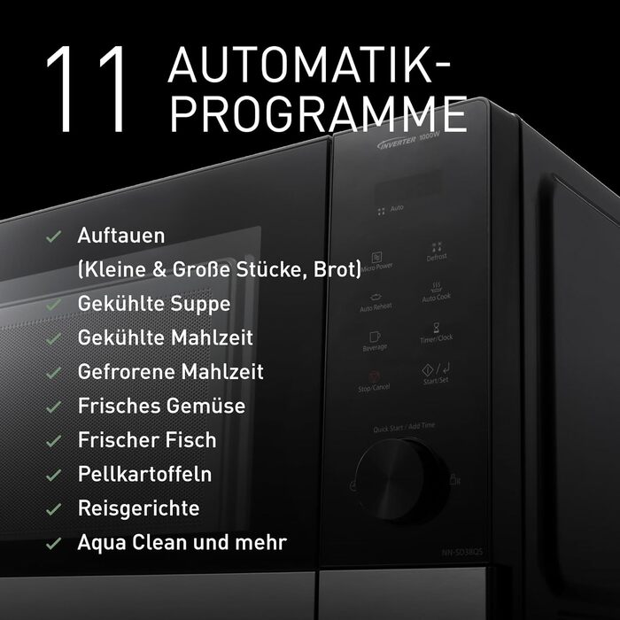 Мікрохвильова піч Panasonic NN-GD35HBGTG з грилем та функцією пару (23 л, чорний/нержавіюча сталь)