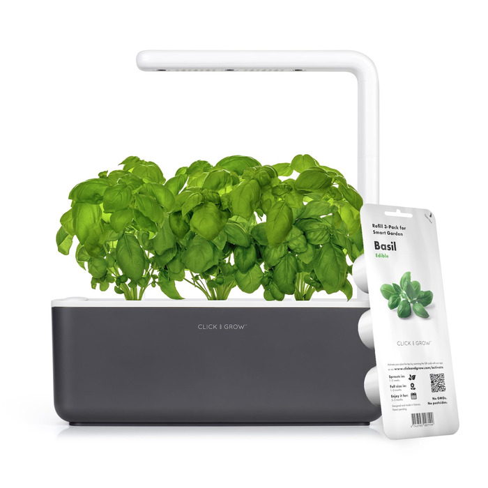 Click and Grow Growbox Smart Garden: Інтелектуальний сад для вирощування зелені вдома (3 капсули, темно-сірий)