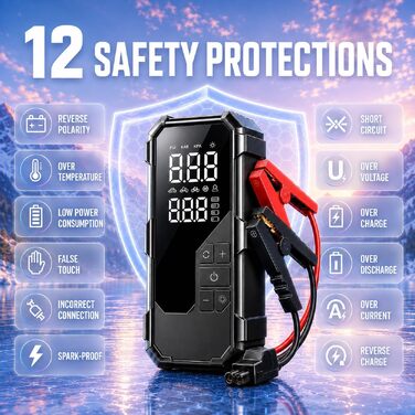 Пусковий пристрій (бустер) 8000A з компресором 150 PSI та Powerbank для бензинових та дизельних двигунів