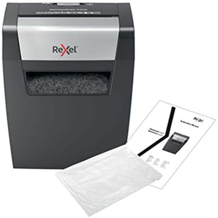 Шредер Rexel Momentum X308: безпечний знищення документів, P3, 9 A4, 15л, чорний