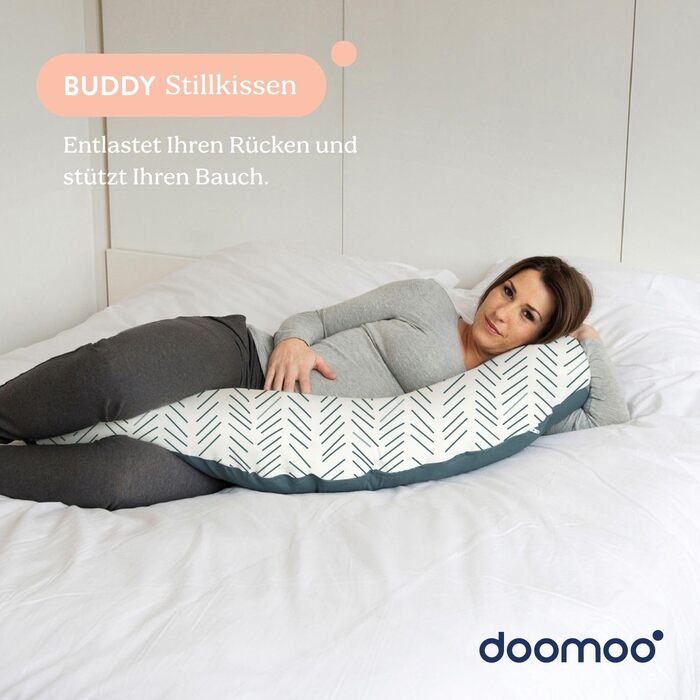 Подушка для вагітних Doomoo Still Buddy 180 см, чохол з бавовни Tetra Bio, наповнювач з мікрогранул EPS, Oeko-TEX Standard 100, Ethnic Petrol