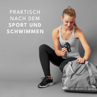 Компактний дорожній фен LEBENLANG, складаний, подвійна напруга, з насадкою для укладки та чохлом, чорний/сріблястий, тихий і потужний міні-сушарка для волосся