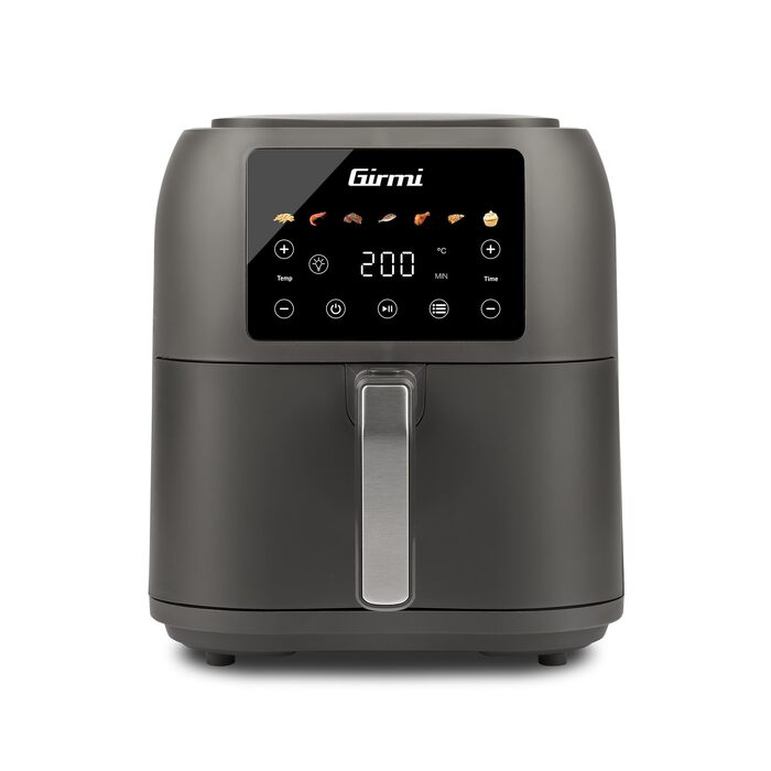 Аерофритюрниця Girmi FG92 Ecofrit Deep XXL 8л, 1700 Вт, цифрова панель керування, 7 програм, антипригарне покриття, матово-сіра