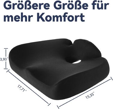 Подушка для сидіння з піни Memory Foam SKYNY для офісного крісла, автомобіля та інвалідного візка - велика, знімний гіпоалергенний чохол