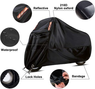 Моточохол WinPower 3XL, водонепроникний, вітростійкий, 210D, для мотоцикла 265x105x125 см, захисний чохол для зберігання на вулиці