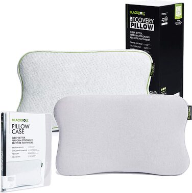Ортопедична подушка BLACKROLL RECOVERY PILLOW 50x30 см, ергономічна подушка для сну з чохлом для подорожей, в'язкоеластичний меморі пін, вироблено в Німеччині, світло-сіра
