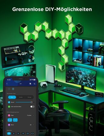 Світлодіодна 3D панель Govee Glide Hexagon Ultra, RGBIC, Wi-Fi, 10 панелей, 129 LED, сумісна з Alexa, для геймерської кімнати, декору стін