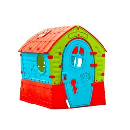 Дитячий будиночок Traum-Spielhaus для вулиці та дому, з дахом, віконцями та оглядовими отворами, червоно-жовто-синій, 95x90x110 см, від 2 років