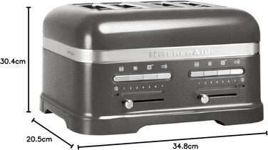 Тостер KitchenAid Artisan 5KMT2204 (Pebble Palm) на 4 тости, сріблястий