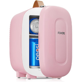 Міні холодильник FOHERE 5 літрів, USB живлення, 220V/12V, для напоїв та косметики, білий (рожевий)