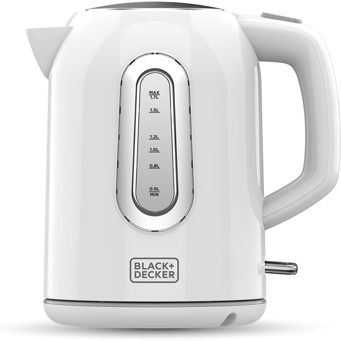 Електричний чайник BLACK+DECKER BXKE2204E 1,7 л, 2200 Вт, з автоматичним вимкненням, 360° база, прихований нагрівач, фільтр, індикатор рівня води