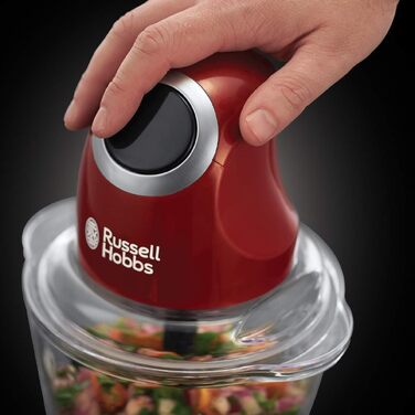 Електричний міні-подрібнювач Russell Hobbs Desire (24660-56) для овочів, фруктів та м'яса, скляна чаша 500 мл з кришкою для зберігання, червоний