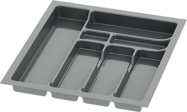 Лоток для столових приладів Sossai Divio, 43x49 см, 7 відділень, антрацит, для шухляд 50 см, обрізний, органайзер для кухні