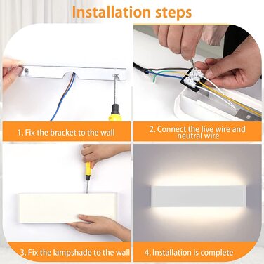 Світильник настінний LED Lightess 16W для сходів, білий, IP44, алюміній, холодне світло, сучасний дизайн для вітальні, спальні, коридору