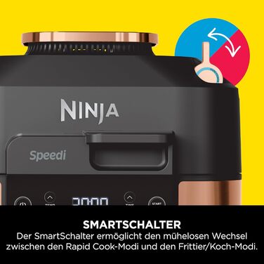 Мультиварка Ninja Speedi 5,7 л, 10-в-1, аерофритюрниця, повільне приготування, гриль, випічка, чорна та мідна ON400EUCP