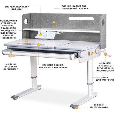 Дитячий стіл Mealux Denver Plus Grey (арт.BD-660 G Plus)