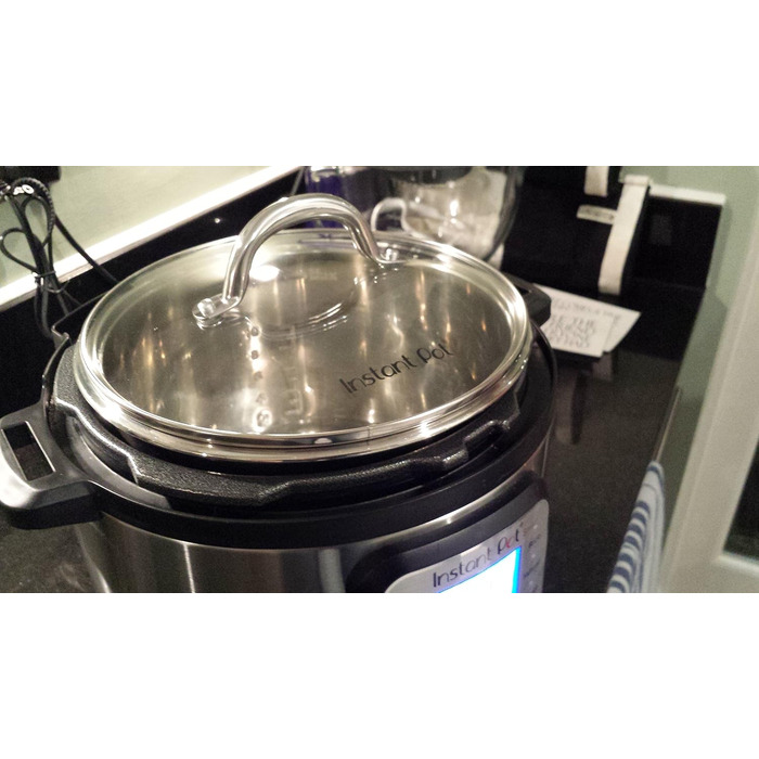 Скляна кришка для мультиварки Instant Pot на 6 літрів, загартоване скло з обідком та ручкою з нержавіючої сталі