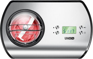 Морожениця Unold One 48865 Чорна з компресором, 1.2л, для веганського та безлактозного морозива, нержавіюча сталь, LCD-дисплей