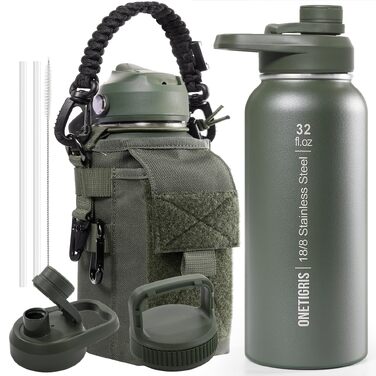 Фляга спортивна OneTigris Edelstahl 0.9л (32oz) - ізольована, для велосипеда, кемпінгу, йоги, спортзалу, страйкболу, зелена