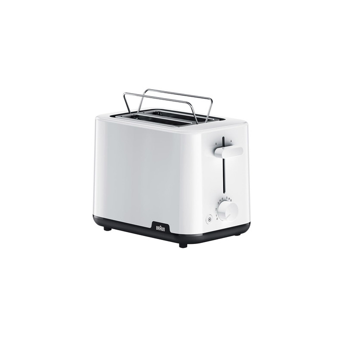 Тостер Braun Breakfast 1 HT1010WH Білий: 2 слоти, 8 режимів, підігрів булок, пластик, 900 Вт
