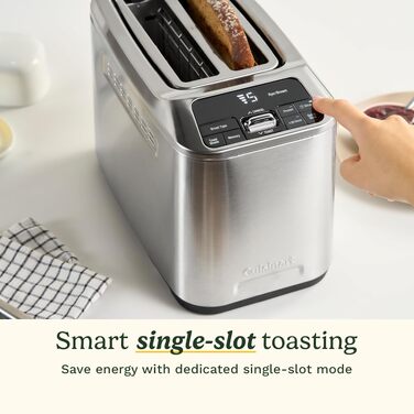 Тостер Cuisinart Smart Elite 2-слотовий | Нержавіюча сталь | Для хліба ручної роботи | Функція пам'яті | Підйомний механізм QuickView | Режими для бутербродів, підігріву та розморожування