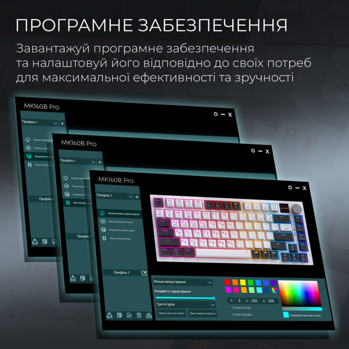 Бездротова механічна клавіатура GamePro MK160D Pro QLAB Sakura Switch White