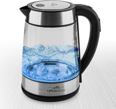 Скляний електрочайник ETA Crystela Digi з регулюванням температури 50-100°C, функцією підтримки тепла, 1.7 л, 2200 Вт