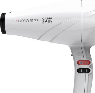 Фен професійний Gama Pluma 5500 Oxy-Active, 2400 Вт, активний кисень, білий, довговічний