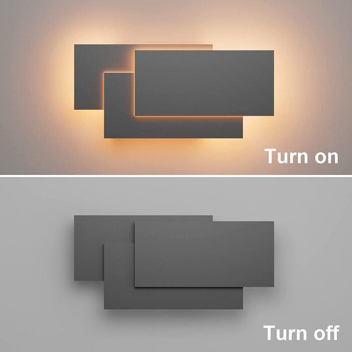 Klighten LED настінні світильники 24W, 2 шт, сучасні, для вітальні, спальні, коридору, теплий білий 3000K, темно-сірі