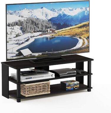 Телевізійна тумба Furinno Sully, 3-рівнева, для TV до 48 дюймів, еспресо/чорна, 104.4x40.1x39.4 см