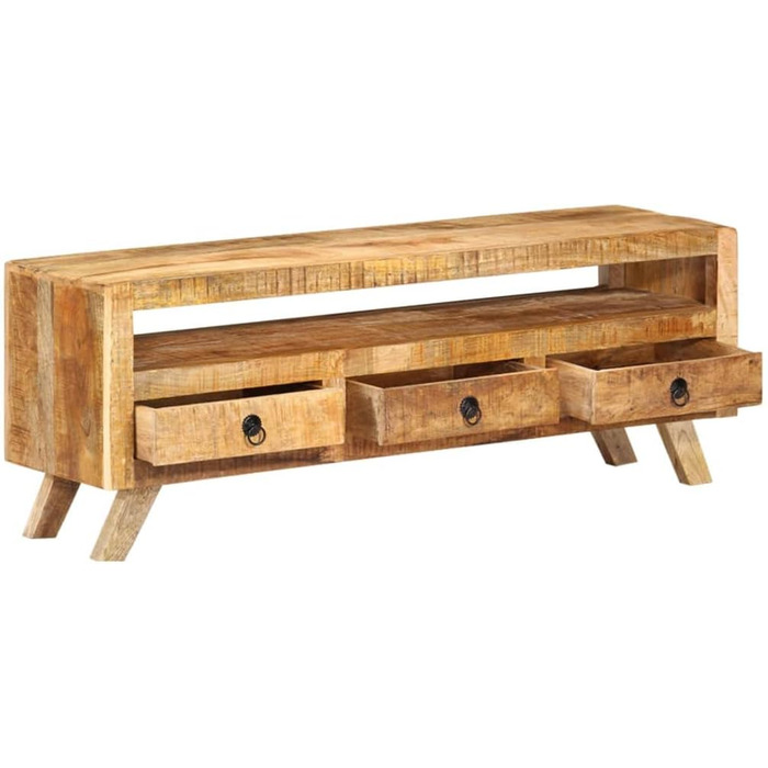 ТВ-тумба з масиву манго vidaXL, 110x30x40 см, 3 шухляди, 1 полиця, меблі для телевізора, низька тумба, мангове дерево