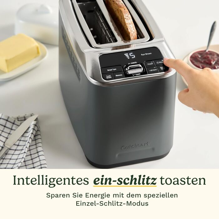 Тостер Cuisinart Smart Elite на 2 тости | Довгі слоти для хліба, пам'ять налаштувань, підйом тостів, режим для булок, розморожування + Boost