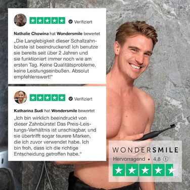 Електрична зубна щітка Wondersmile PRO - Перевірена TÜV, 4 режими, 60 днів роботи від акумулятора, чорний комплект для догляду за порожниною рота