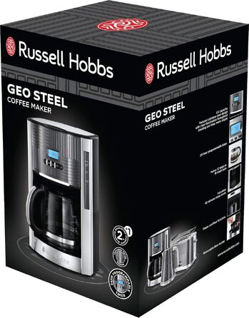 Тостер Russell Hobbs Geo Edelstahl Grau на 2 тости, нержавіюча сталь, сірий - широкі слоти, підставка для булочок, 6 режимів, розморожування, підігрів, 1640 Вт