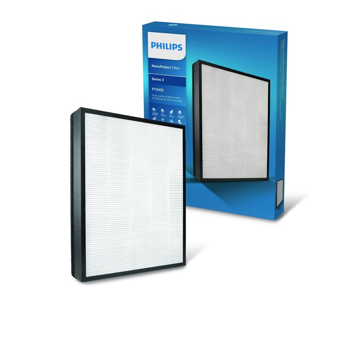 Оригінальний фільтр Philips NanoProtect HEPA для очищувача повітря FY3433/10, фільтрація 99,97% частинок від 0,003 мкм