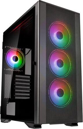 Корпус для ігрового ПК Kolink Stronghold Prism RGB чорний, EATX, Mesh-панель, відкидна дверцята із загартованого скла, 4x 120 мм ARGB вентилятори, Midi Tower