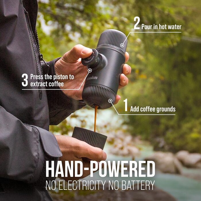 WACACO Nanopresso: портативна кавомашина для еспресо, чорна, 80 мл