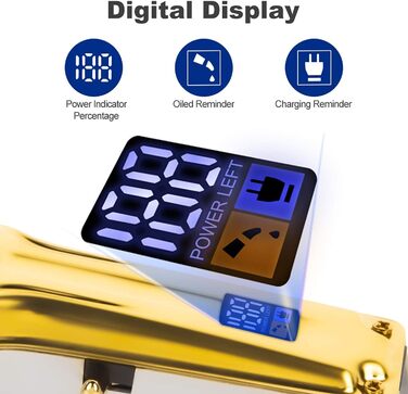 Професійна машинка для стрижки волосся та бороди himaly з LCD-дисплеєм, 4-в-1, акумуляторна, USB-зарядка, акумулятор і мережа, золота