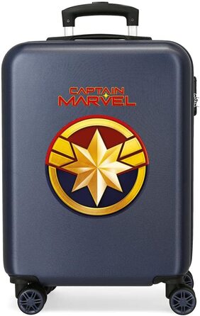 Дитяча валіза Marvel Avengers, жорсткий корпус, синя, 37x55x20 см, 34 л, ABS, з кодовим замком, 4 подвійні колеса, ручна поклажа