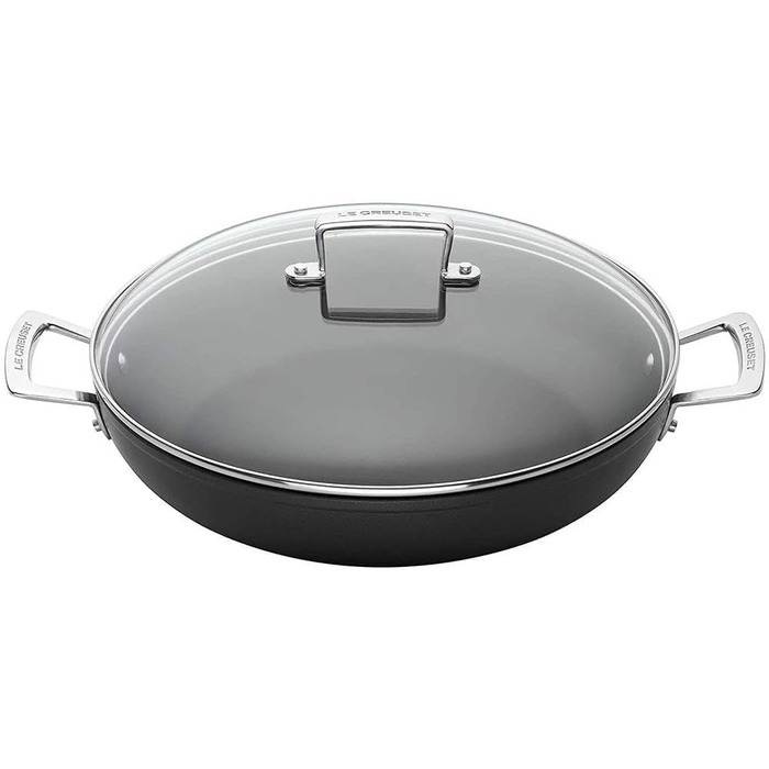 Сковорода Le Creuset з антипригарним покриттям з кришкою, 24 см, для всіх плит (включно з індукцією), антрацит/срібло