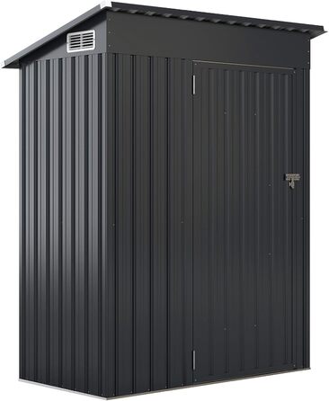 Металевий садовий будиночок COSTWAY 150x90,5x185 см, 1,5 м³, з похилим дахом та дверями, замикається - сірий