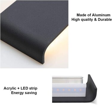 Світлодіодний настінний світильник Klighten 30W, 91 см, 3000 Лм, сучасна двостороння LED бра для спальні, вітальні, коридору, тепле біле світло 3000K, чорний