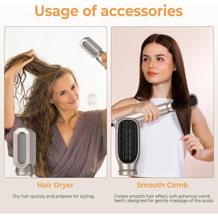 UMIGA Hairstyler 5-в-1: Фен-щітка, стайлер для волосся, випрямляч, плойка (Золотий)
