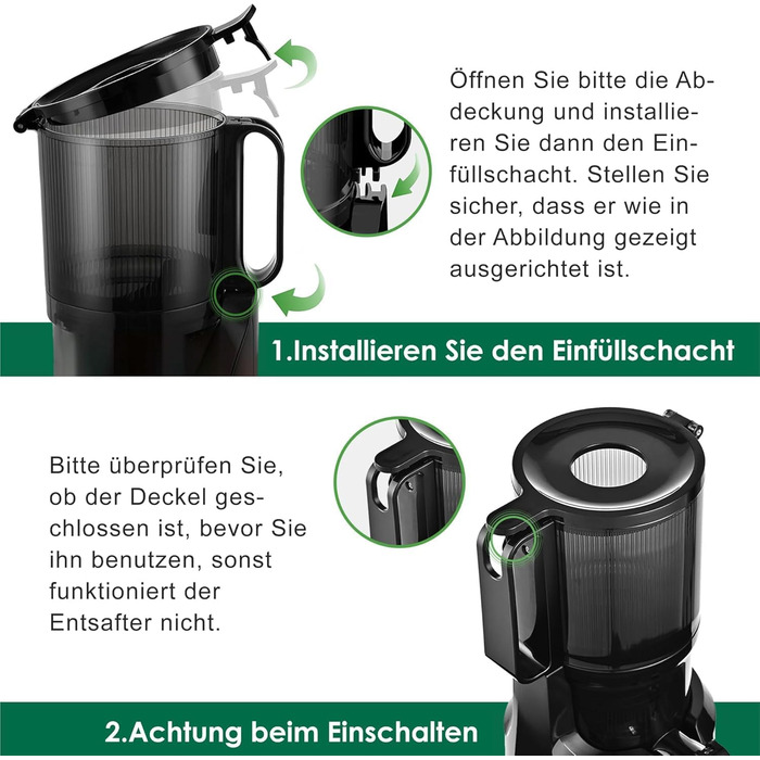 Фреш-прес Fretta: повільний соковичавник 1л, BPA-free Tritan, 200W, чорний