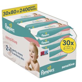 Вологі серветки для дітей Pampers Sensitive, гіпоалергенні, 30 шт. x 80 пачок (2400 шт.)
