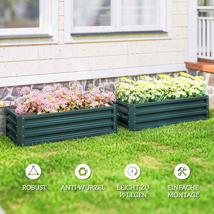 Набір з 2-х металевихRaised Garden Beds (Високі грядки), Відкритий ґрунт, Для саду та балкону, 110x50x30 см, Зелений
