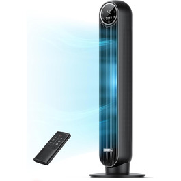 Dreo Smart Tower Fan - Безшумний вентилятор з керуванням через додаток та голосовим управлінням, 90° обертання, 4 режими, 4 швидкості, таймер 8 годин, Nomad One S, чорний