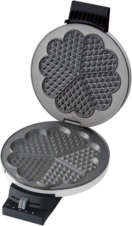 Вафельниця Cloer 171, 930 Вт, 16 см, антипригарна, металева, біла, для серцевидних вафель, без сигналу