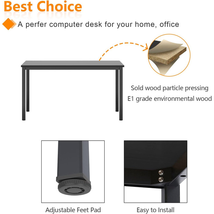 Комп'ютерний стіл SogesHome 80x40 см чорний для дому та офісу, робочий стіл, конференц- та обідній стіл