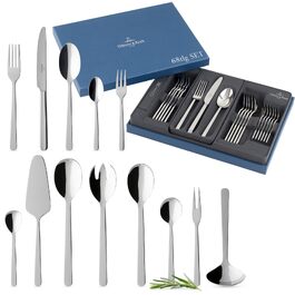Набір столових приборів Villeroy & Boch Louis 68 предметів, срібло, нержавіюча сталь, для 12 осіб, придатний для миття в посудомийній машині